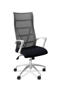Кресло в офис Топ X белый каркас, сетка/ткань TW / серая/черная в Братске