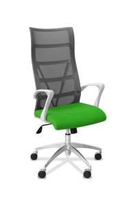 Кресло для руководителя Топ X белый каркас, сетка/ткань TW / серая/салатовая в Ангарске