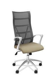 Офисное кресло Топ X белый каркас, сетка/ткань TW / серая/светло-серая в Братске
