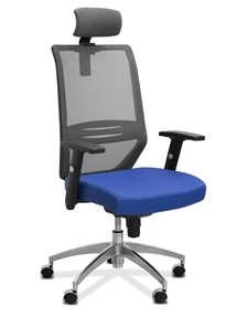 Кресло для персонала Aero с подголовником, сетка/ткань TW / черная/ синяя в Ангарске