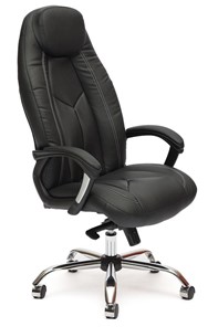 Офисное кресло BOSS Lux, кож/зам, черный/черный перфорированный, арт.9160 в Иркутске