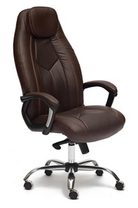 Офисное кресло BOSS Lux, кож/зам, коричневый/коричневый перфорированный, арт.9816 в Иркутске