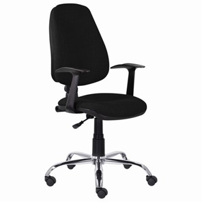 Офисное кресло BRABIX "Comfort MG-322", хром, регулируемая эргономичная спинка, ткань, черное, 532558 в Братске