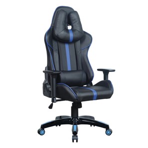 Офисное кресло BRABIX "GT Carbon GM-120", две подушки, экокожа, черное/синее, 531930 в Ангарске