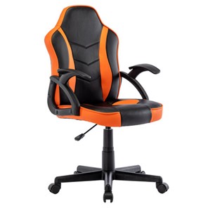 Кресло компьютерное BRABIX "Shark GM-203", экокожа, черное/оранжевое, 532513 в Братске
