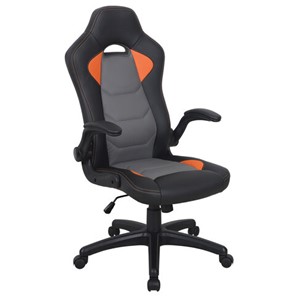 Офисное кресло BRABIX "Skill GM-005", откидные подлокотники, экокожа, черное/оранжевое, 532495 в Братске