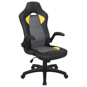Офисное кресло Brabix BRABIX "Skill GM-005", откидные подлокотники, экокожа, черное/желтое, 532494 в Братске