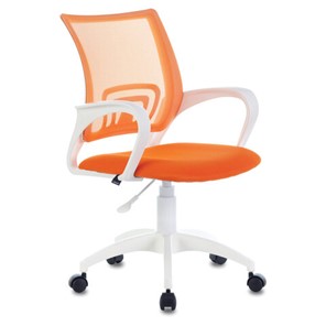 Компьютерное кресло Brabix Fly MG-396W (с подлокотниками, пластик белый, сетка, оранжевое) 532401 в Братске