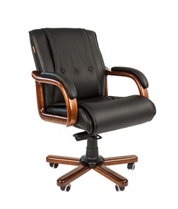 Кресло CHAIRMAN 653M кожа черная в Ангарске