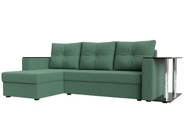 Угловой диван с оттоманкой Атланта Лайт, Амур зеленый (микровельвет) в Ангарске
