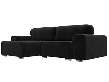 Угловой диван с оттоманкой Лига-029, Черный (Велюр) в Братске