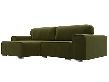 Угловой диван с оттоманкой Лига-029, Зеленый (Микровельвет) в Братске
