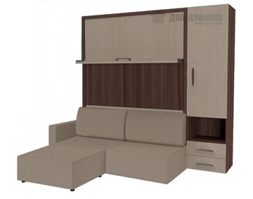 Шкаф-кровать трансформер Кровать-трансформер Smart (ШП+КД 1600+Пуф), шкаф правый, левый подлокотник в Ангарске