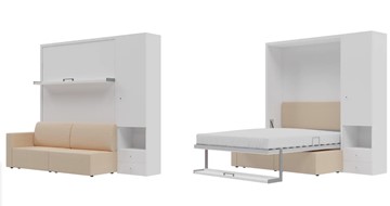 Кровать-шкаф Кровать-трансформер Smart (КД 1400+ШП), шкаф правый, левый подлокотник в Иркутске