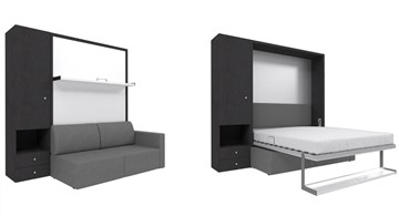 Кровать-шкаф Кровать-трансформер Smart (ШЛ+КД 1400), шкаф левый, правый подлокотник в Братске