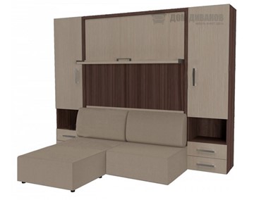Кровать-трансформер Кровать-трансформер Smart (ШЛ+КД 1600+ШП+Пуф), 2 шкафа, без подлокотников в Ангарске
