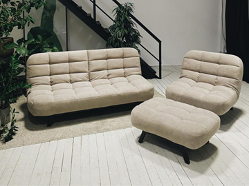 Комплект мебели Абри цвет бежевый диван + кресло +пуф пора металл в Братске
