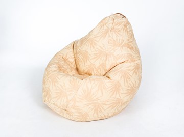 Кресло-мешок Груша среднее, жаккард, бежевые листья в Ангарске