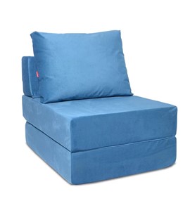 Бескаркасное кресло-кровать Окта, велюр синий в Братске