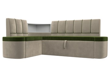 Кухонный диван Тефида, Зеленый\Бежевый (Микровельвет) в Ангарске