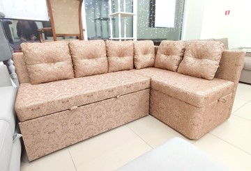 Угловой кухонный диван Яшма 1 ДУ Весь в ткани Жаккард AFINA 06 в Братске
