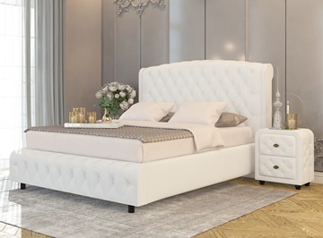 Кровать в спальню Salvatore Grand 200x200, Экокожа (Белый) в Ангарске