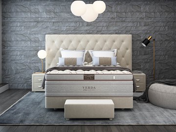 Кровать в спальню Luxe/Podium M 160х200, Флок (Велсофт Бежевый) в Ангарске