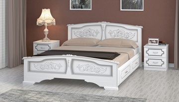 Кровать с выкатными ящиками Елена (Белый Жемчуг) 160х200 в Ангарске
