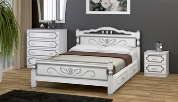 Кровать с выкатными ящиками Карина-5 (Белый Жемчуг) 160х200 в Братске