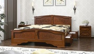 Кровать с выкатными ящиками Елена (Орех) 140х200 в Ангарске
