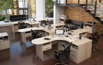 Офисный комплект мебели SIMPLE с эргономичными столами и тумбами в Ангарске