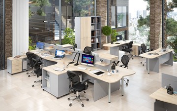 Офисная мебель OFFIX-NEW для 4 сотрудников с двумя шкафами в Ангарске