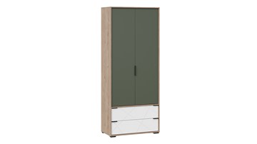 Шкаф для одежды комбинированный Лео ТД-410.07.22 (Гикори джексон/Белый матовый/Дымчатый зеленый) в Братске