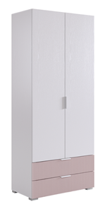 Шкаф двухдверный с ящиками Зефир 108.01 (белое дерево/пудра розовая (эмаль)) в Братске