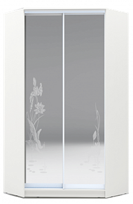 Шкаф угловой 2300х1103, ХИТ У-23-4-66-01, цапля, 2 зеркала, белая шагрень в Ангарске