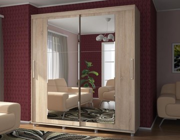 Шкаф 2-х створчатый Комфорт №12 2.0 с прямоугольными зеркалами в Ангарске