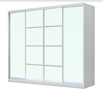 Шкаф 4-х дверный ХИТ 23-24/2-8888, с матовым стеклом, разделительные планки х2, Белый в Братске