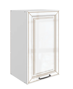 Кухонный шкаф Атланта L400 Н720 (1 дв. гл.) эмаль (белый/белый глянец патина золото) в Братске