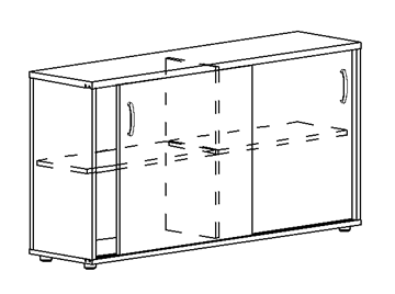 Шкаф-купе низкий Albero, для 2-х столов 60 (124,4х36,4х75,6) в Братске