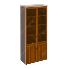 Шкаф для документов со стеклянными дверьми в рамке Мастер, темный орех (90х45х208) МТ 379 в Братске