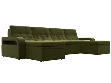 П-образный диван Лига-035 мини, Зеленый (микровельвет) в Братске