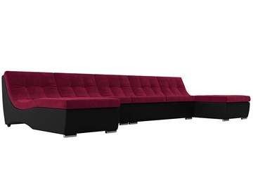 П-образный диван Монреаль, Бордовый\Черный (Микровельвет\Экокожа) в Братске