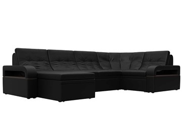 П-образный диван Лига-035, Черный (Экокожа) в Ангарске
