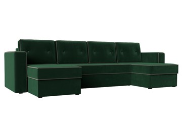 П-образный диван Принстон, Зеленый\Коричневый (Велюр) боннель в Братске