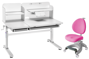 Комплект парта + кресло Iris II Grey + Cielo Pink + чехол для кресла в подарок в Ангарске