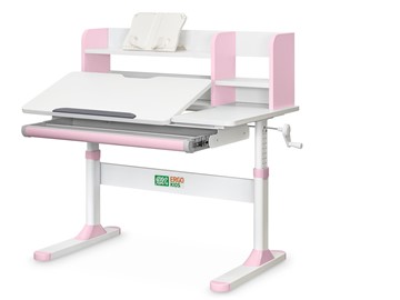 Растущий стол Ergokids TH-330 Pink TH-330 W/PN, столешница белая / накладки на ножках розовые в Братске