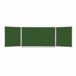 Доска для мела магнитная 3-х элементная 100х150/300 см, 5 рабочих поверхностей, зеленая, BRAUBERG, 231707 в Ангарске