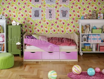 Кровать детская Бабочки 800*1600, Сиреневый глянец в Ангарске