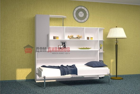 Детская кровать-шкаф Горизонтальная в серых тонах, Белый шагрень/Алюминий (900х2000) в Братске - изображение