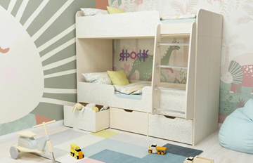 Детская 2-ярусная кровать Малыш двойняшка 70х160, корпус Дуб молочный, фасад Фейритейл в Ангарске - предосмотр